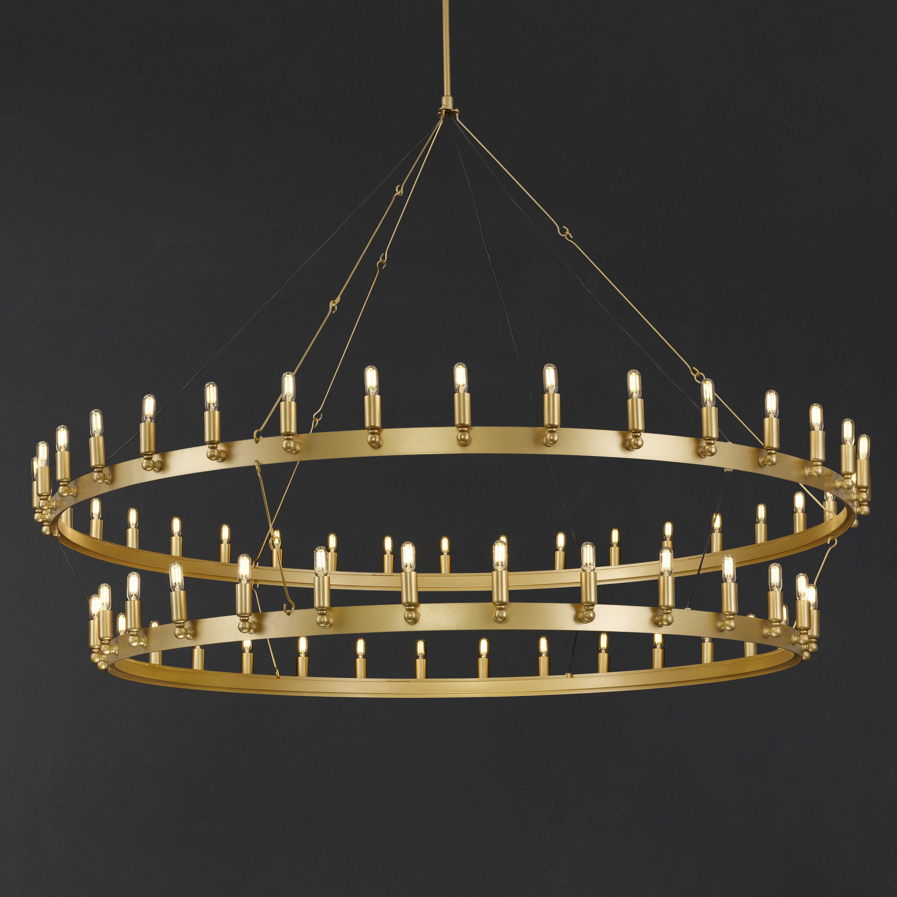 Elaris 72 Inch Tubular Candle Wagon Wheel Tiered Chandelier