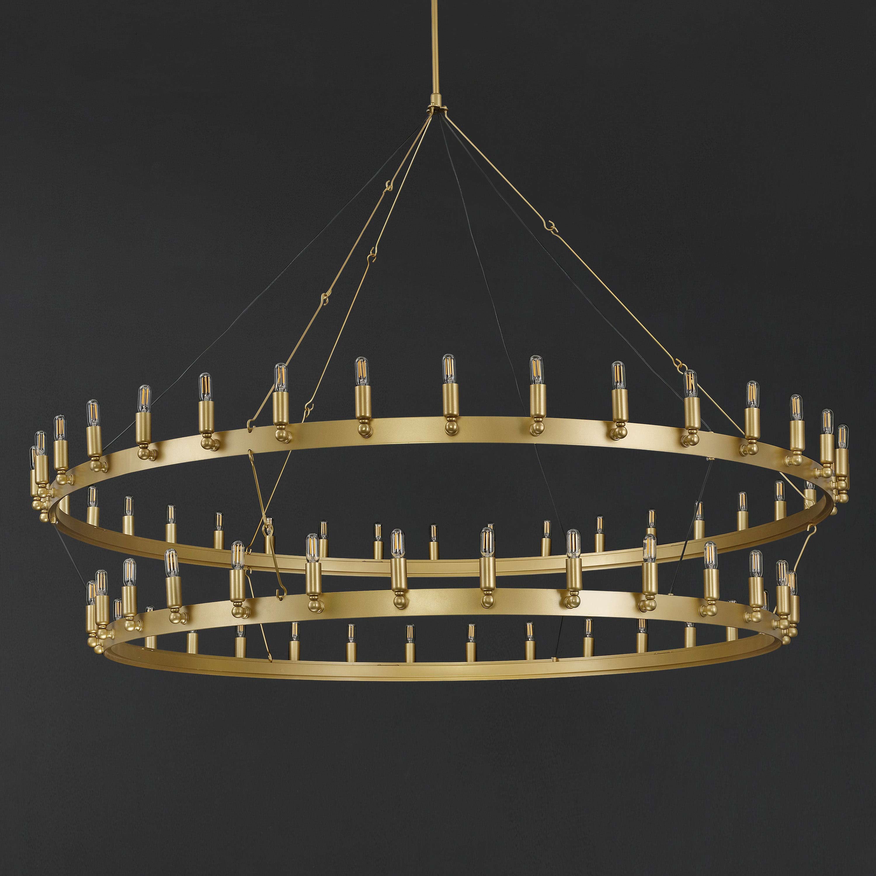 Elaris 72 Inch Tubular Candle Wagon Wheel Tiered Chandelier