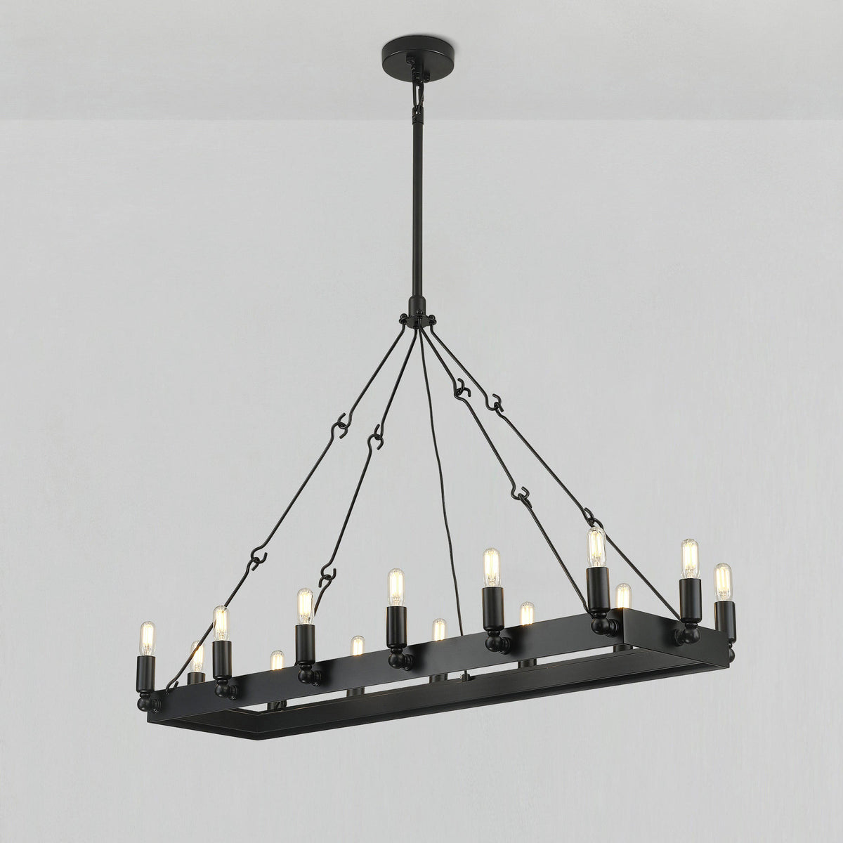 Elaris 41 Inch Tubular Candle Rectangular Chandelier