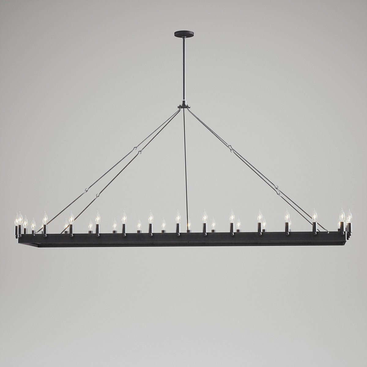 Elaris 72 Inch Bent Tip Candle Rectangular Chandelier