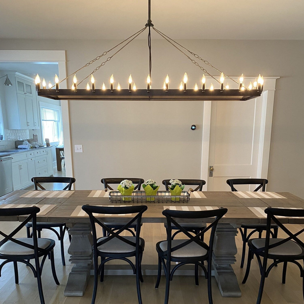 Elaris 72 Inch Bent Tip Candle Rectangular Chandelier