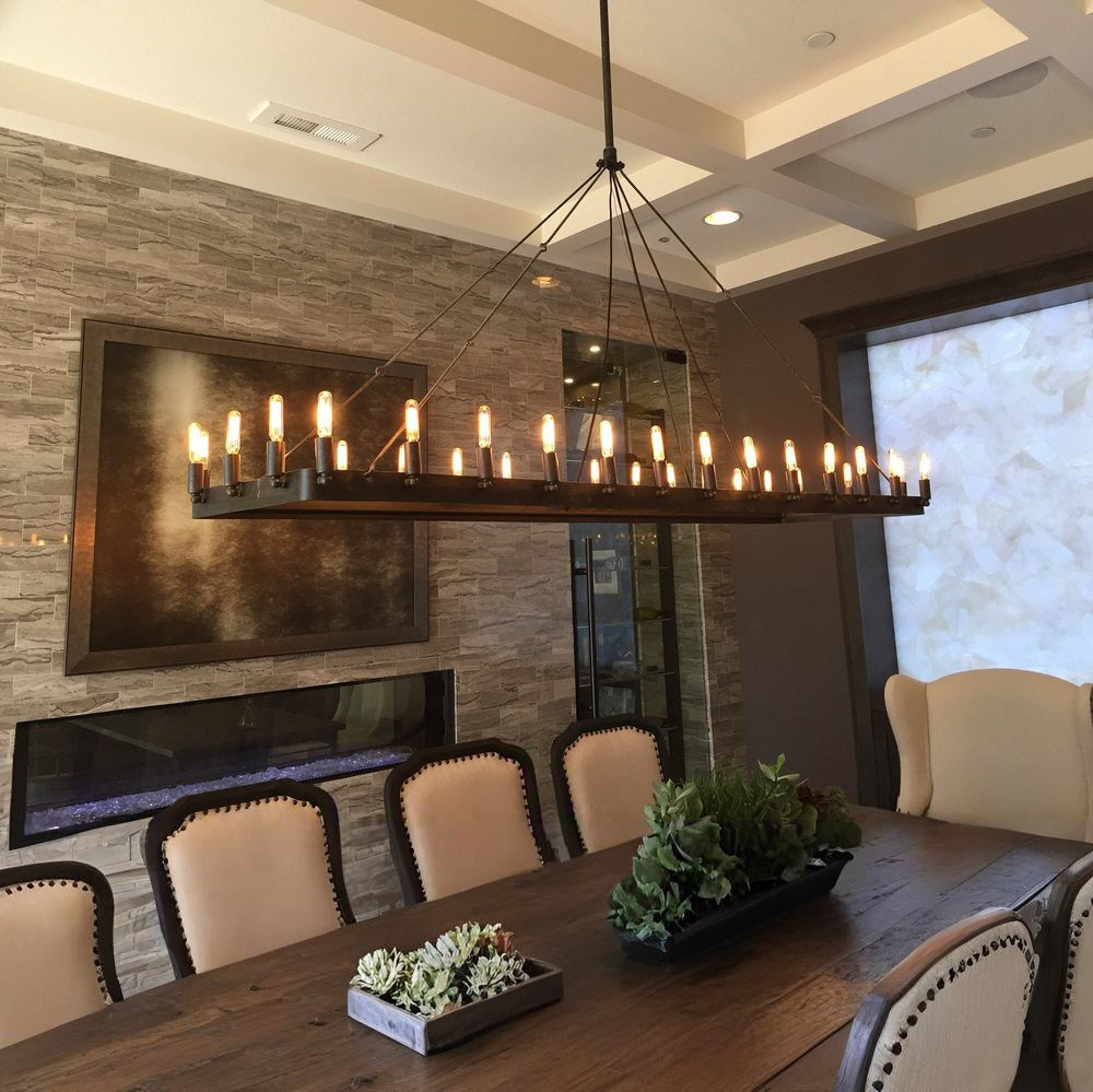 Elaris 72 Inch Bent Tip Candle Rectangular Chandelier