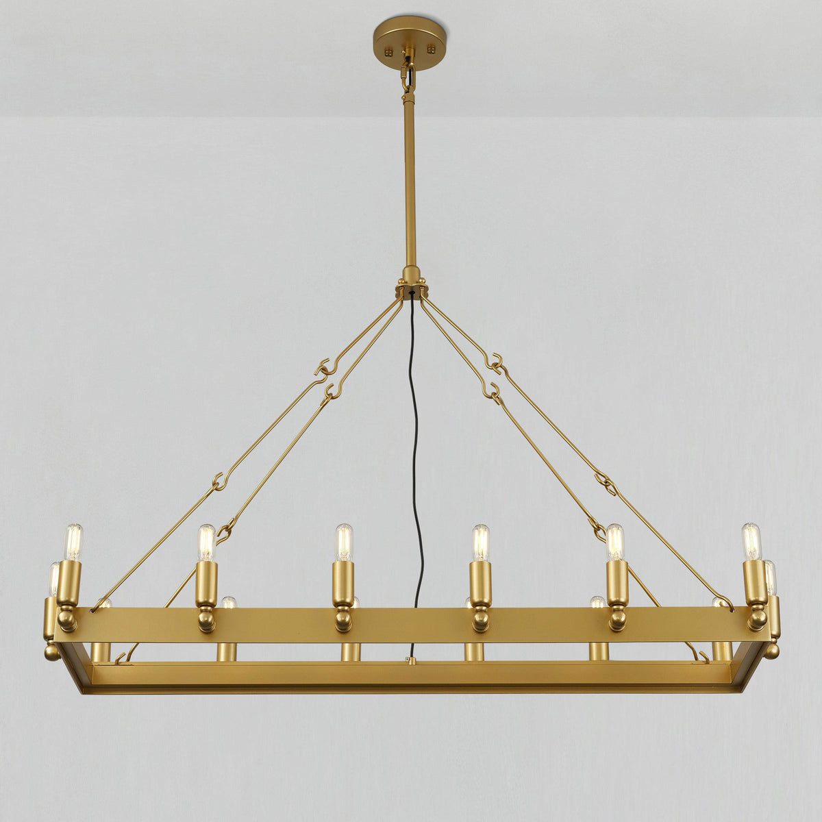 Elaris 41 Inch Tubular Candle Rectangular Chandelier