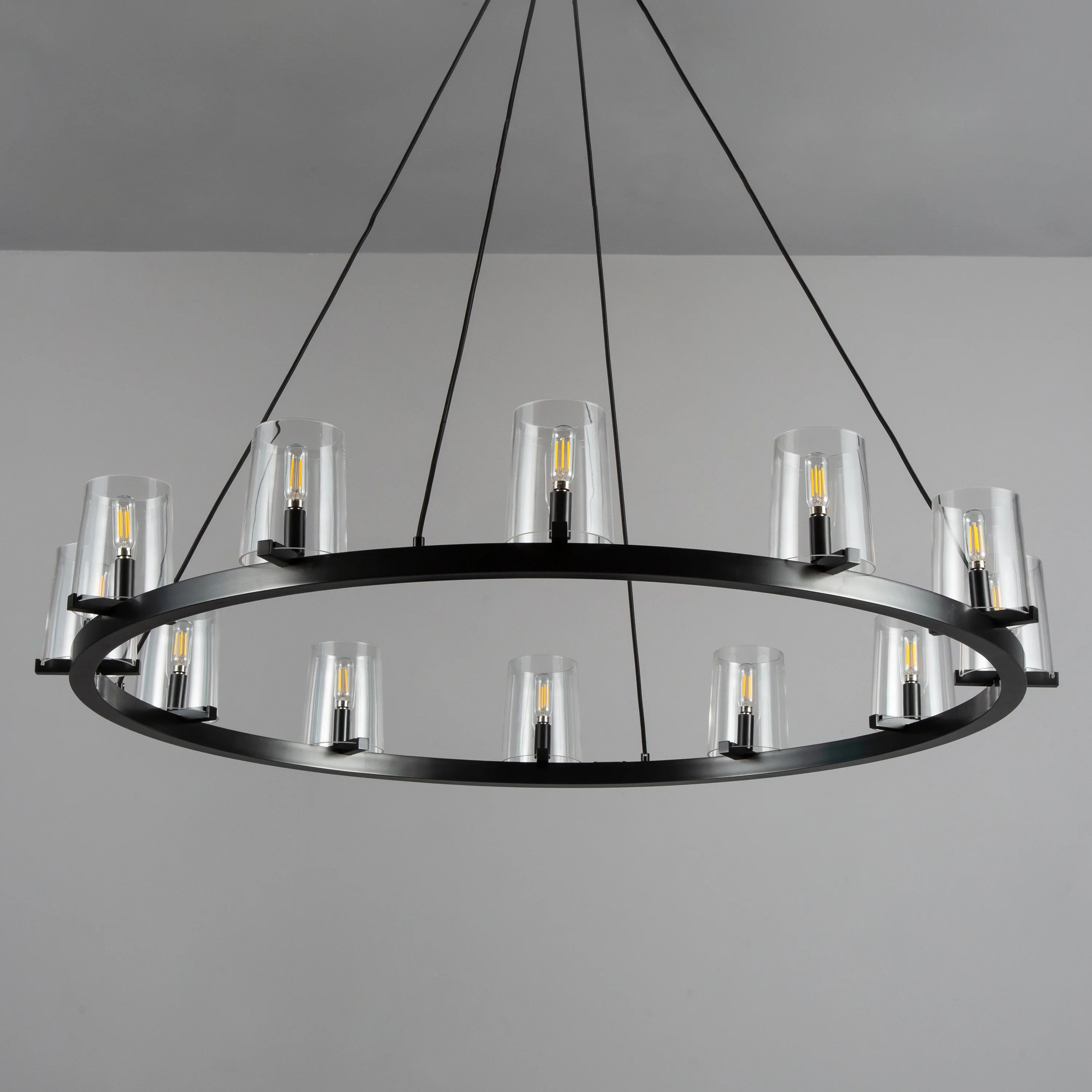 Elvara 48 Inch Cone Glass Shade Round Chandelier