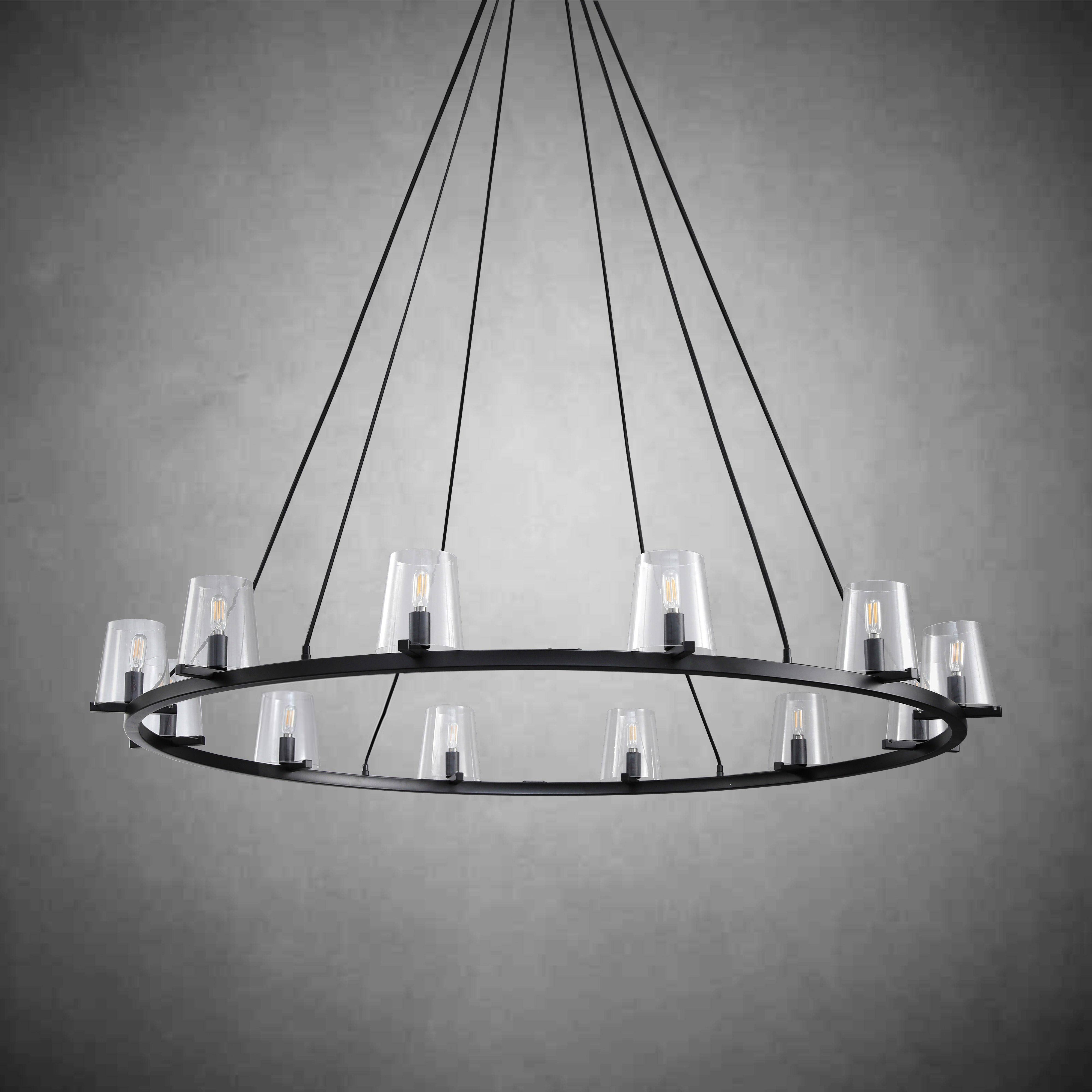 Elvara 60 Inch Cone Glass Shade Round Chandelier