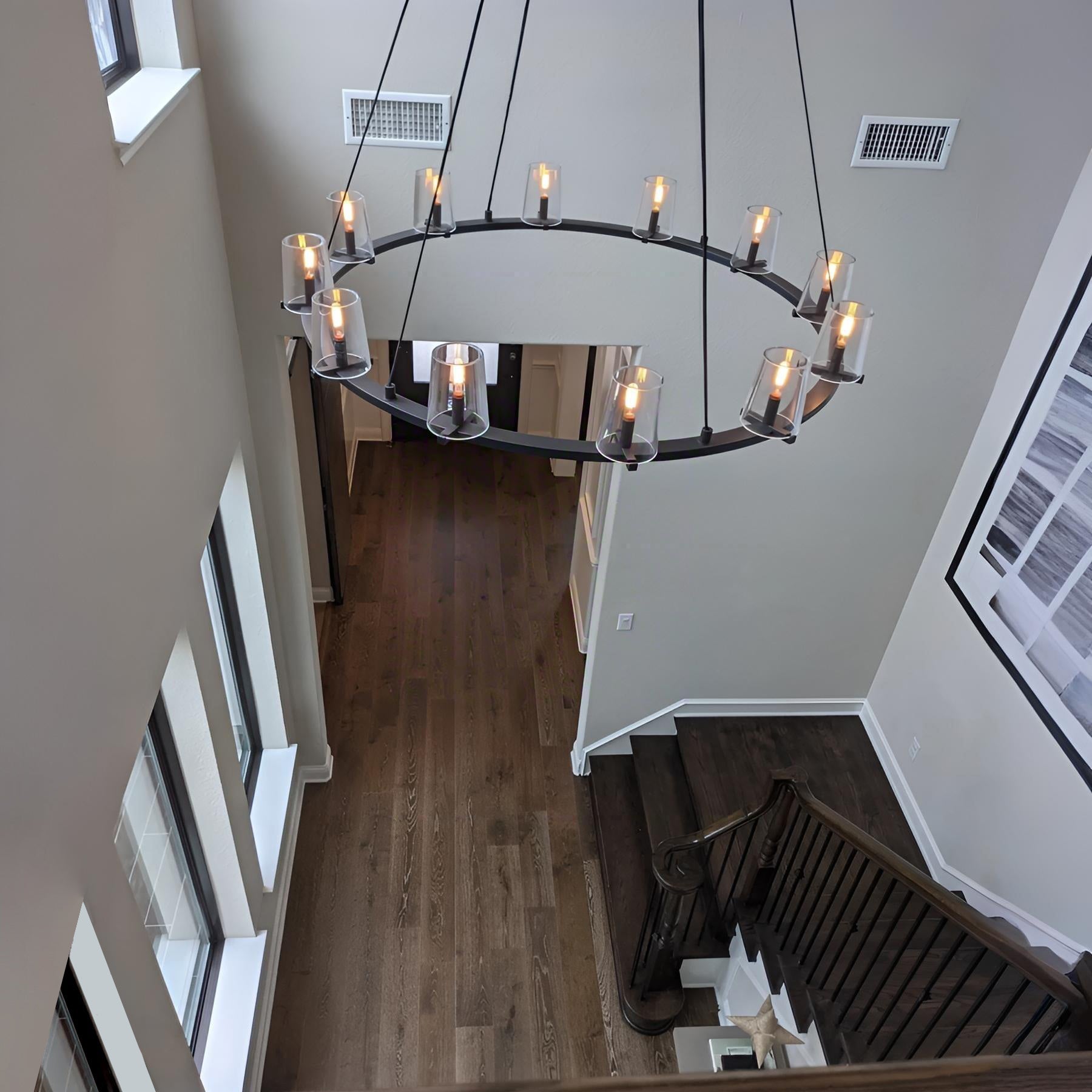 Elvara 60 Inch Cone Glass Shade Round Chandelier