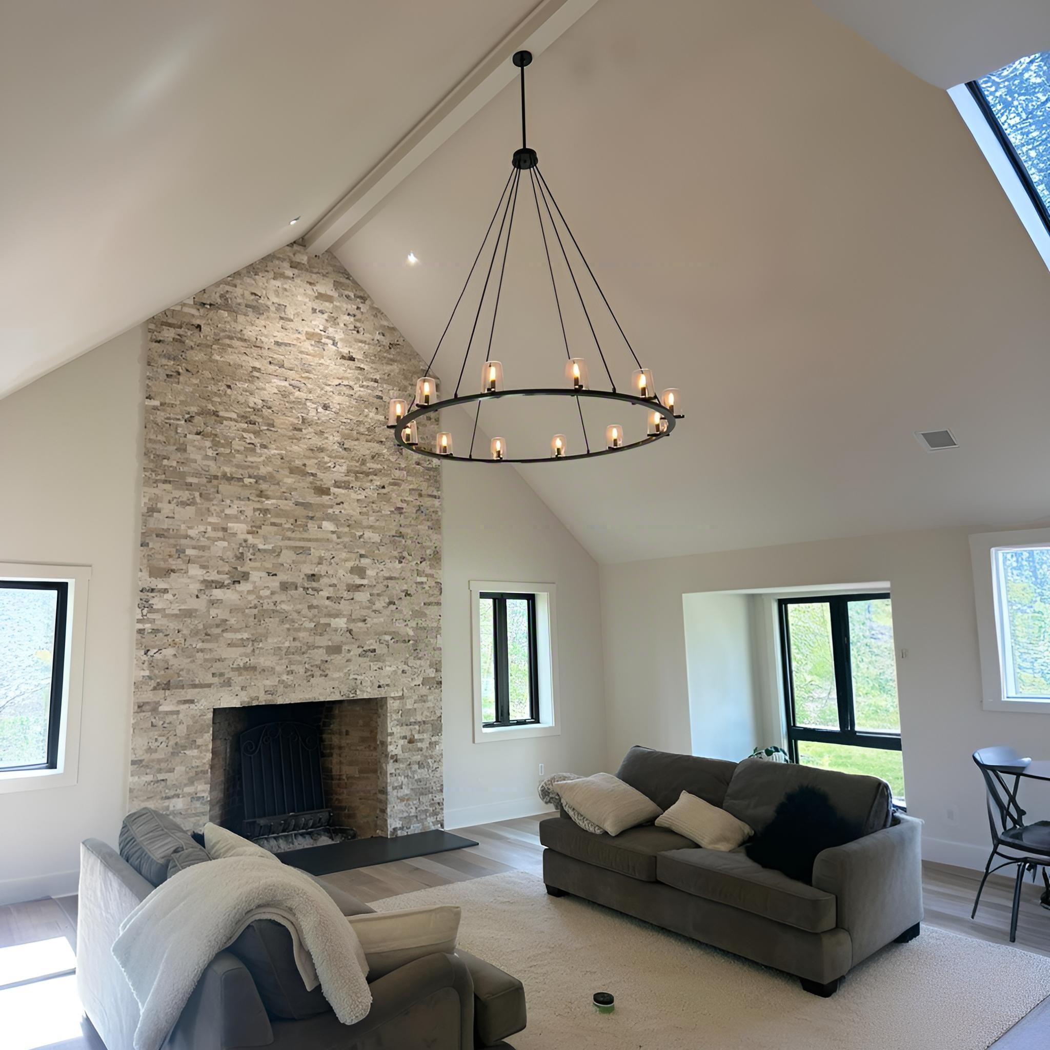 Elvara 60 Inch Cone Glass Shade Round Chandelier