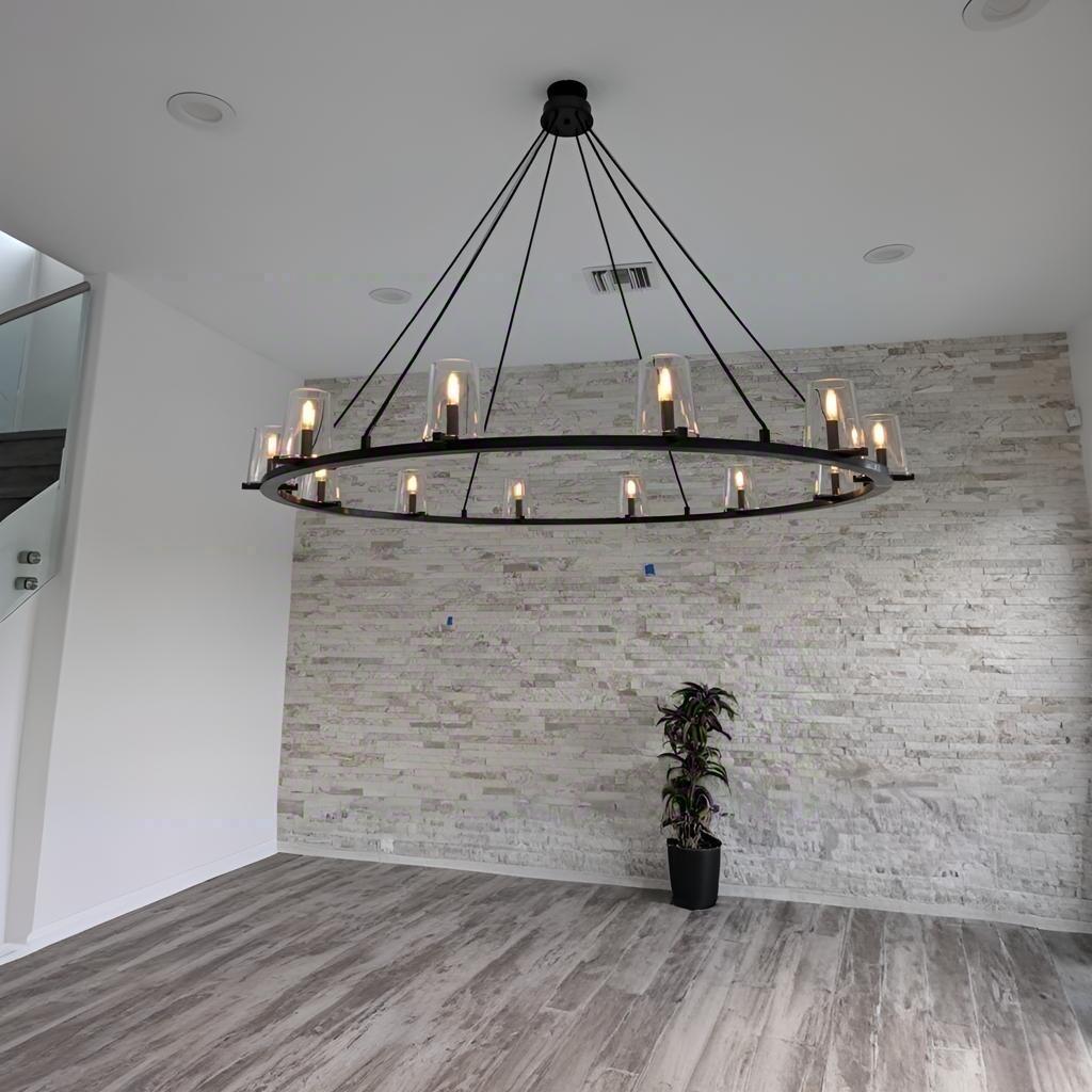 Elvara 60 Inch Cone Glass Shade Round Chandelier
