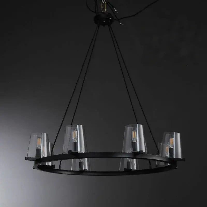 Elvara 36 Inch Cone Glass Shade Round Chandelier
