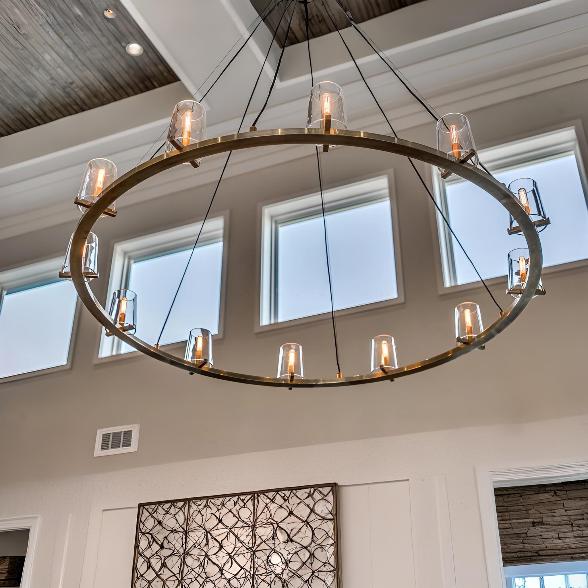 Elvara 60 Inch Cone Glass Shade Round Chandelier
