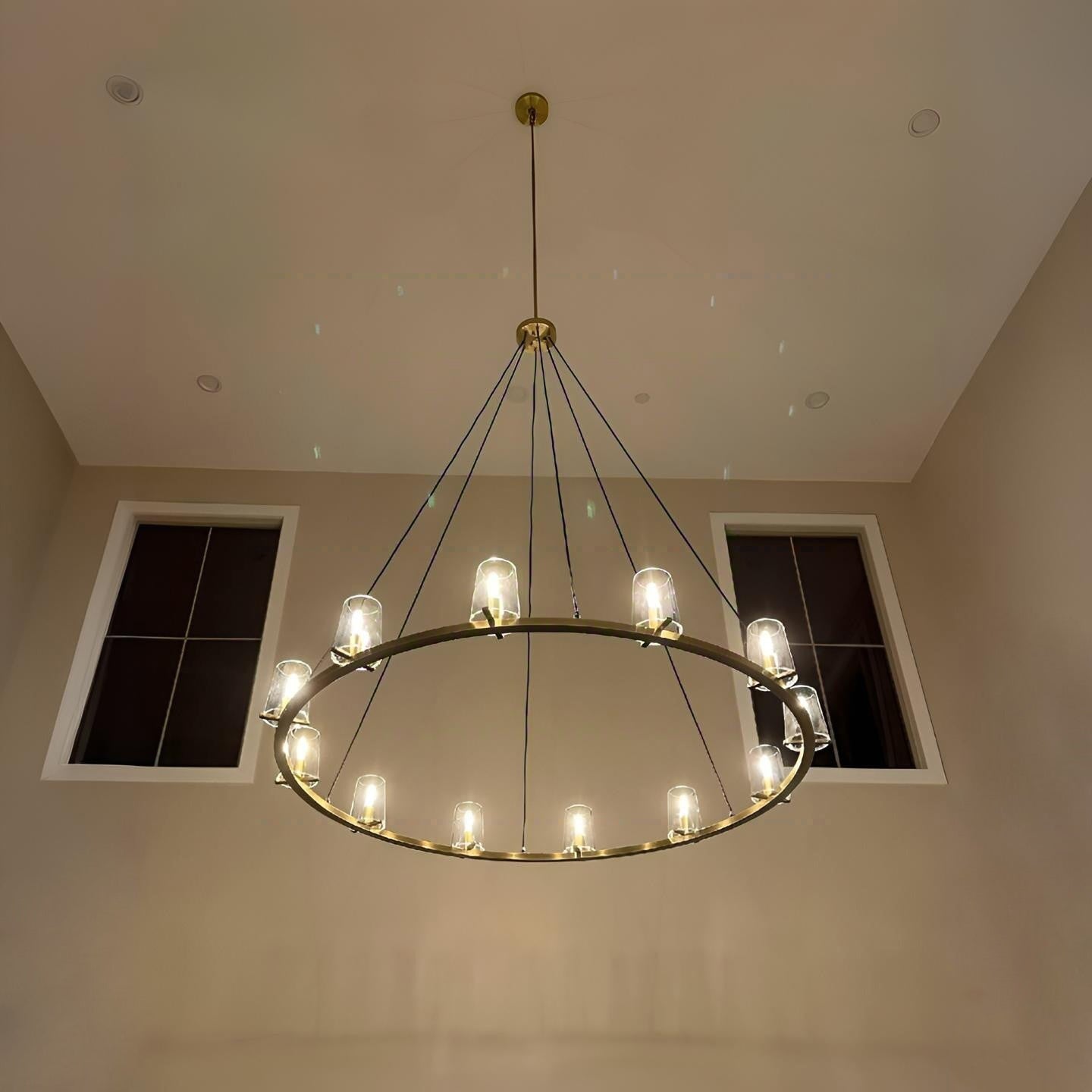 Elvara 60 Inch Cone Glass Shade Round Chandelier