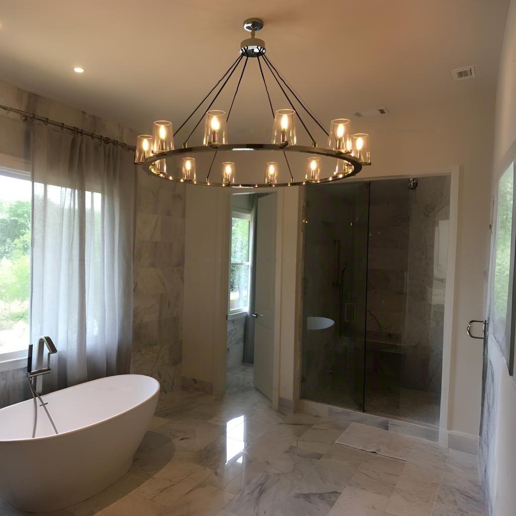 Elvara 48 Inch Cone Glass Shade Round Chandelier