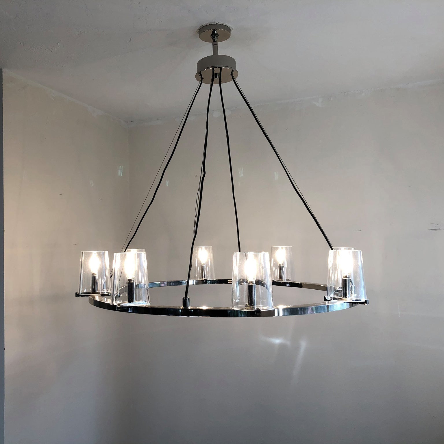 Elvara 36 Inch Cone Glass Shade Round Chandelier