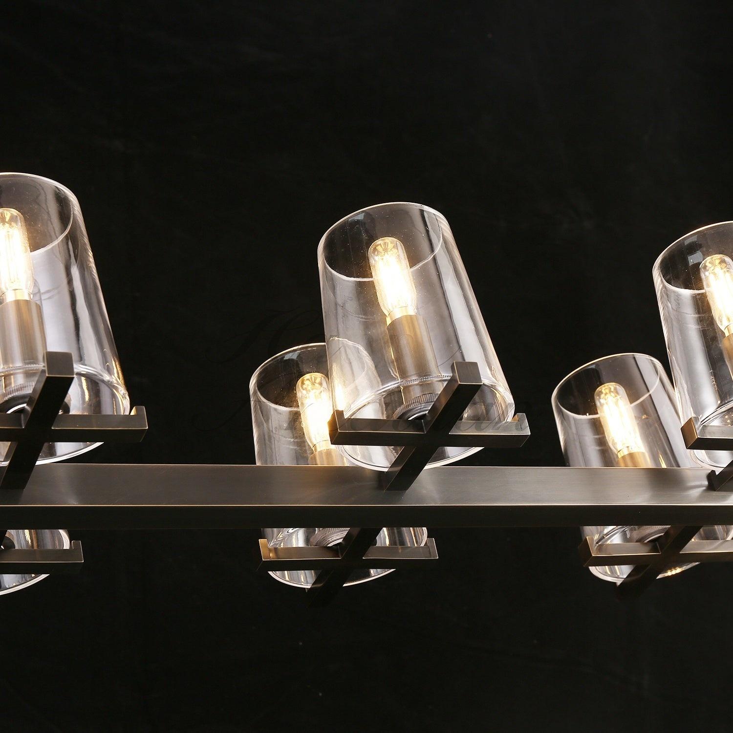 Elvara 49 Inch Cone Glass Shade Double Linear Chandelier