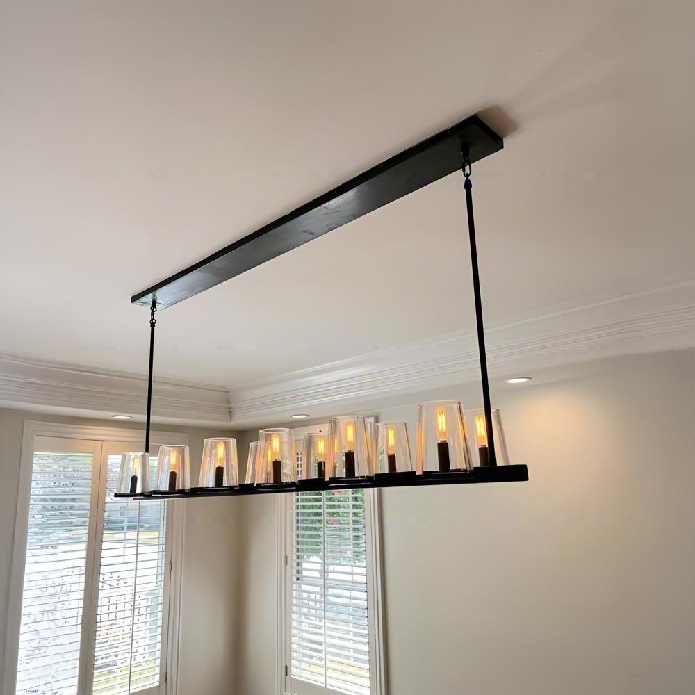 Elvara 60 Inch Cone Glass Shade Double Linear Chandelier
