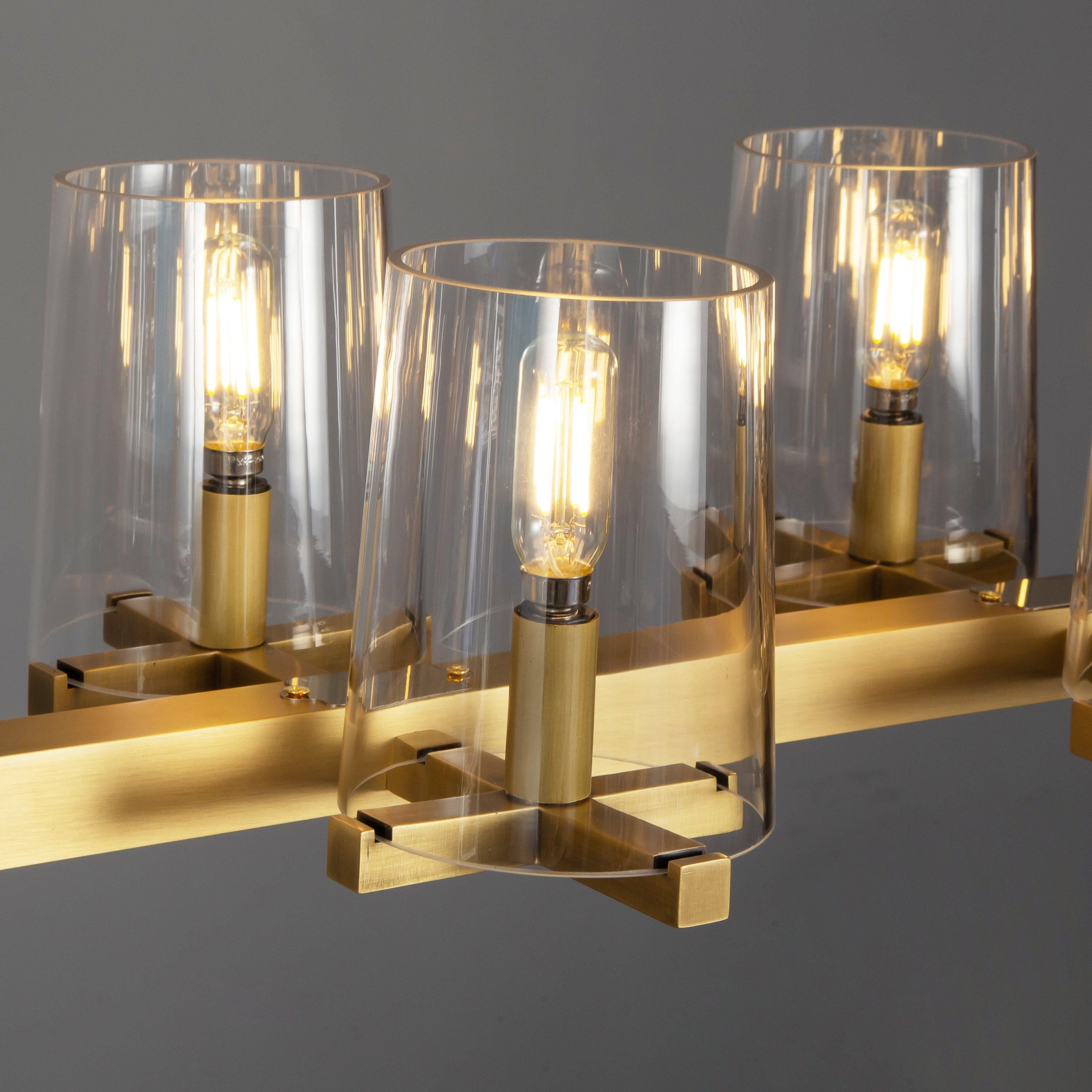 Elvara 49 Inch Cone Glass Shade Double Linear Chandelier