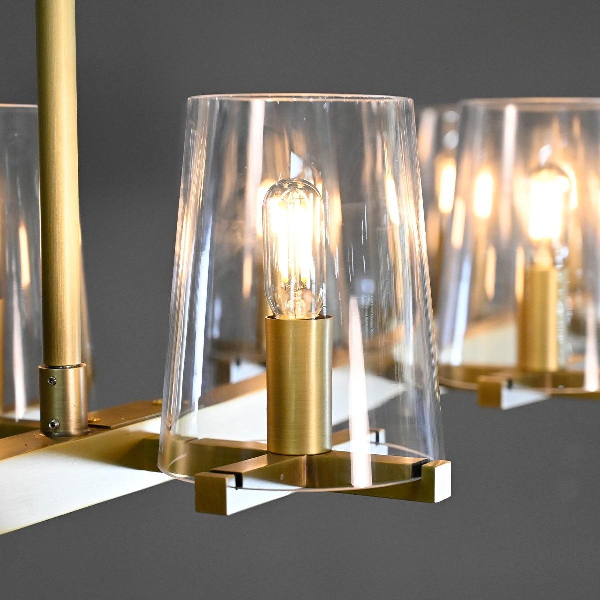 Elvara 49 Inch Cone Glass Shade Double Linear Chandelier