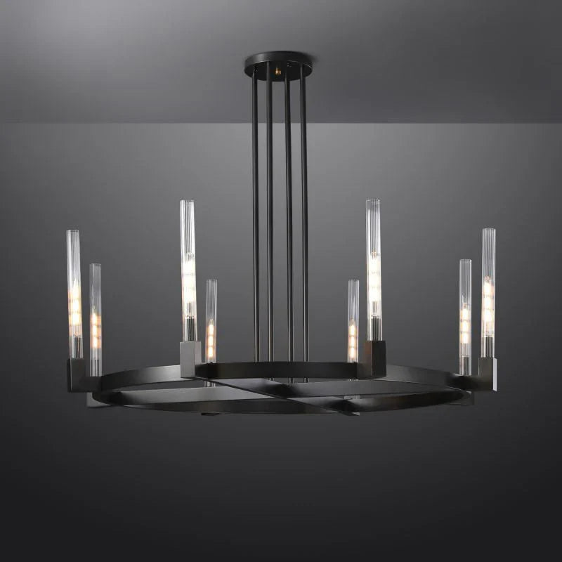 Althene 48 Inch Fluted Glass Round Candle Chandelier