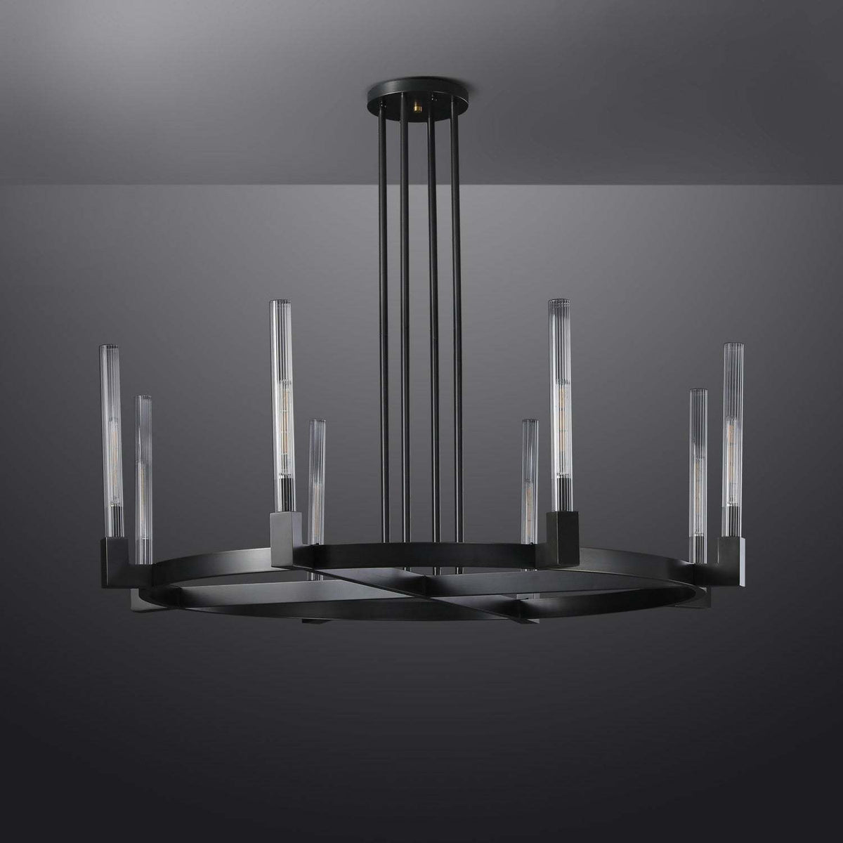 Althene 48 Inch Fluted Glass Round Candle Chandelier