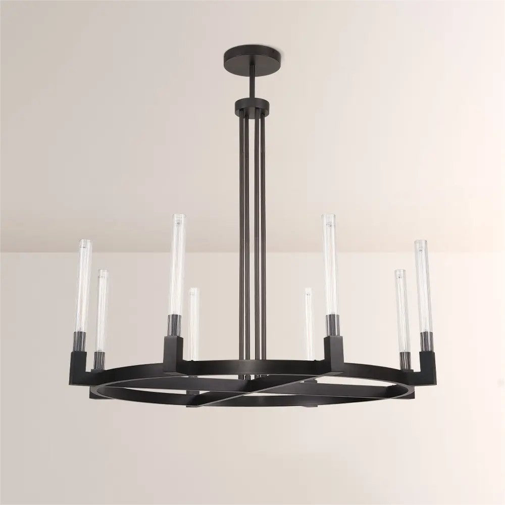 Althene 48 Inch Fluted Glass Round Candle Chandelier