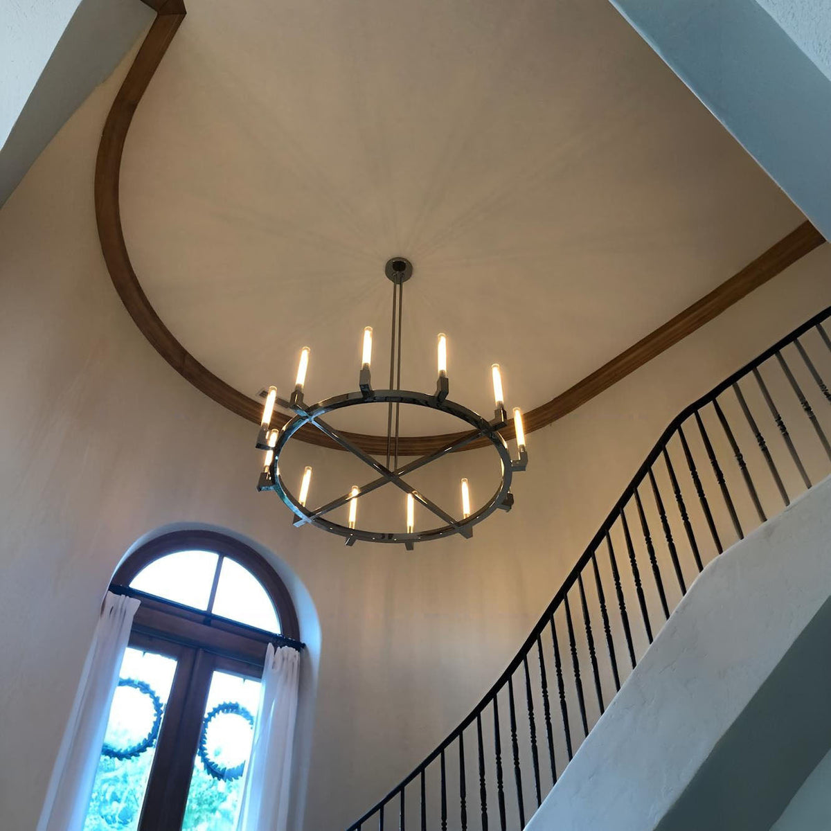 Althene 60 Inch Fluted Glass Round Candle Chandelier