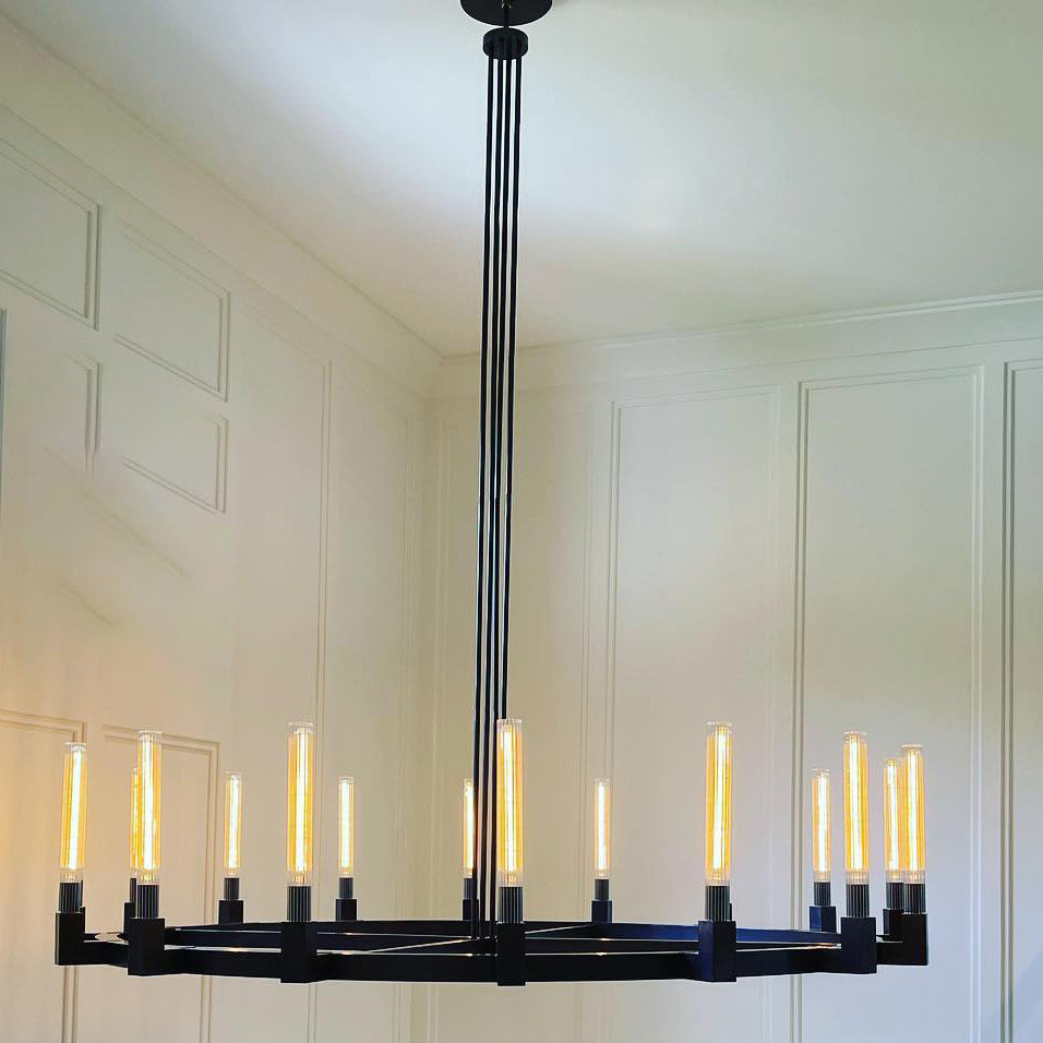 Althene 72 Inch Fluted Glass Round Candle Chandelier