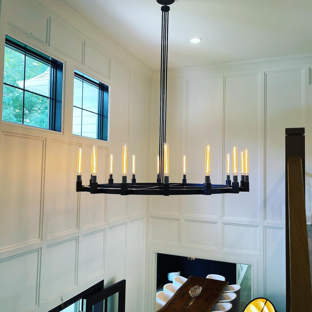 Althene 72 Inch Fluted Glass Round Candle Chandelier