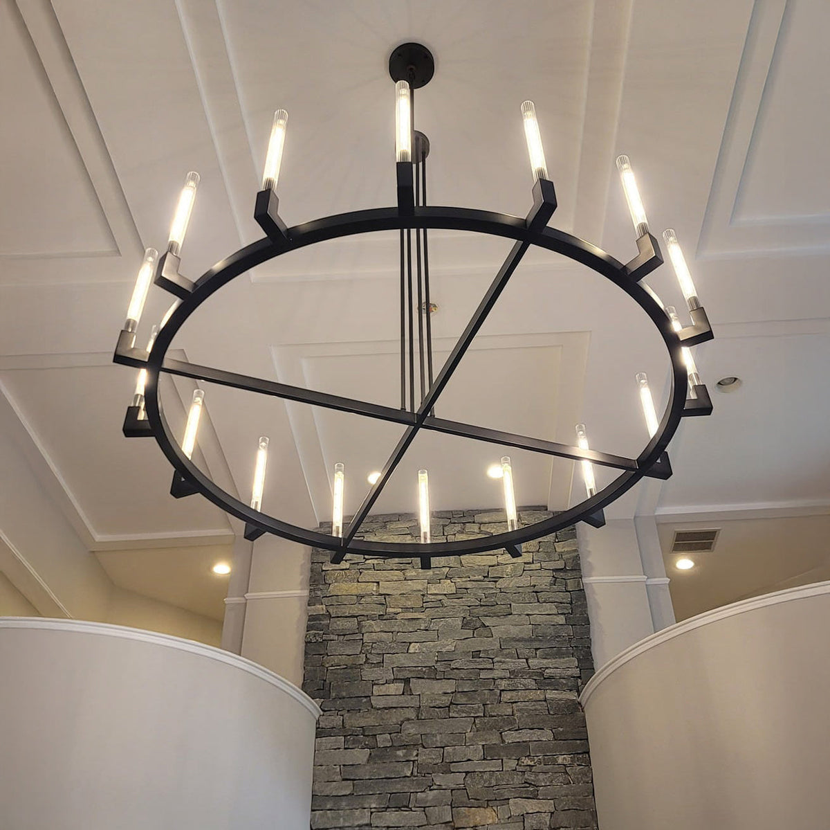 Althene 72 Inch Fluted Glass Round Candle Chandelier