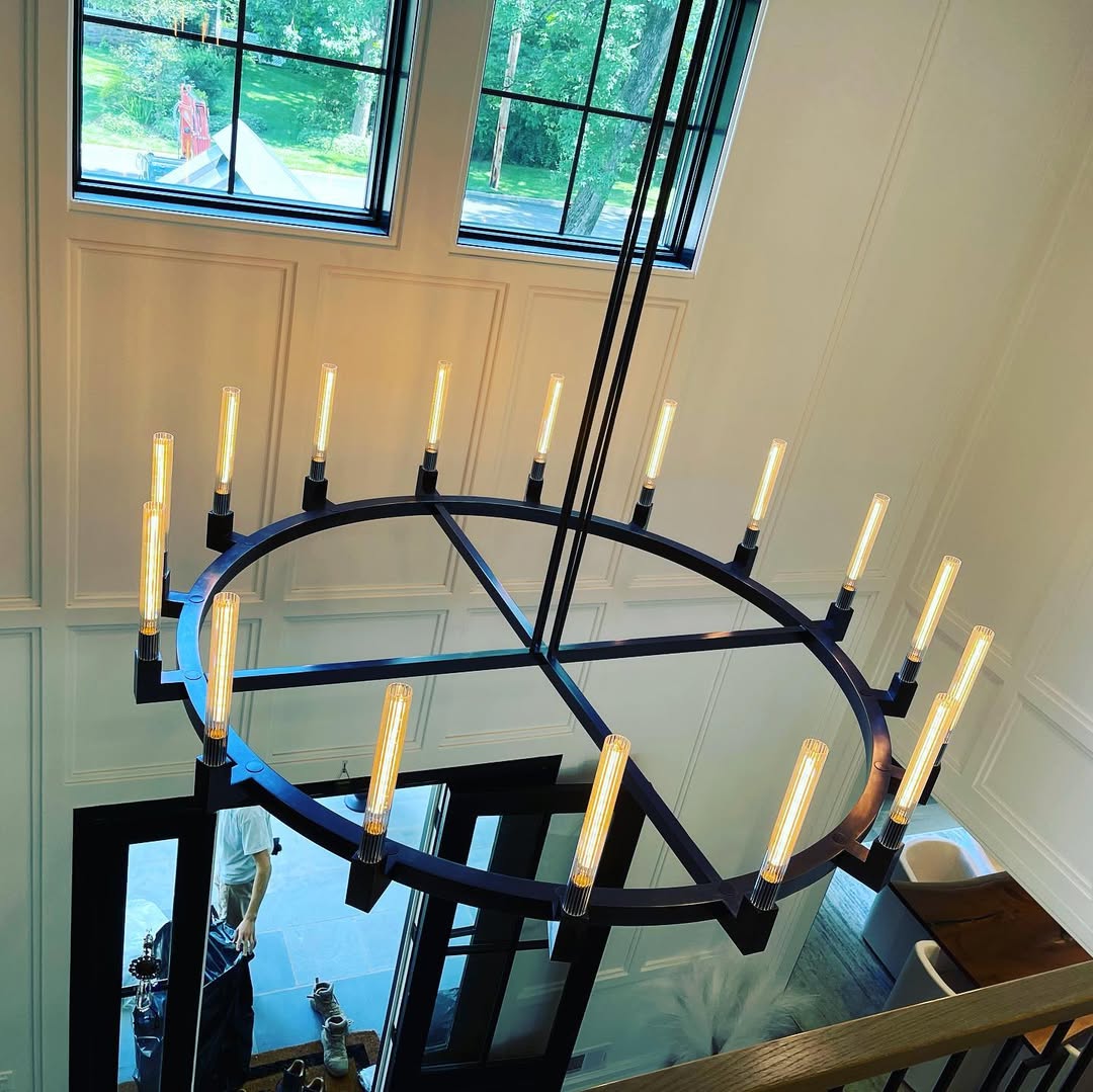 Althene 72 Inch Fluted Glass Round Candle Chandelier