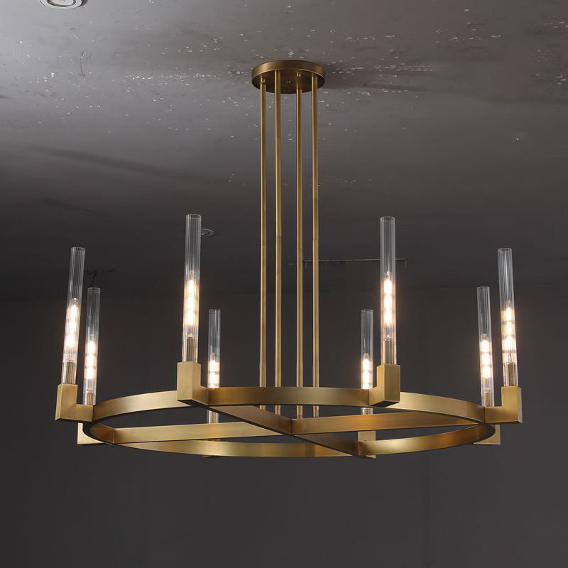 Althene 48 Inch Fluted Glass Round Candle Chandelier