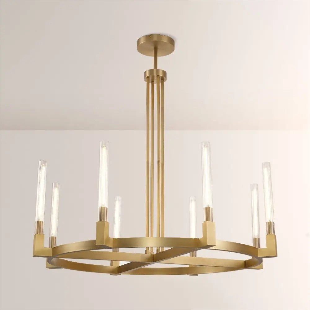 Althene 48 Inch Fluted Glass Round Candle Chandelier