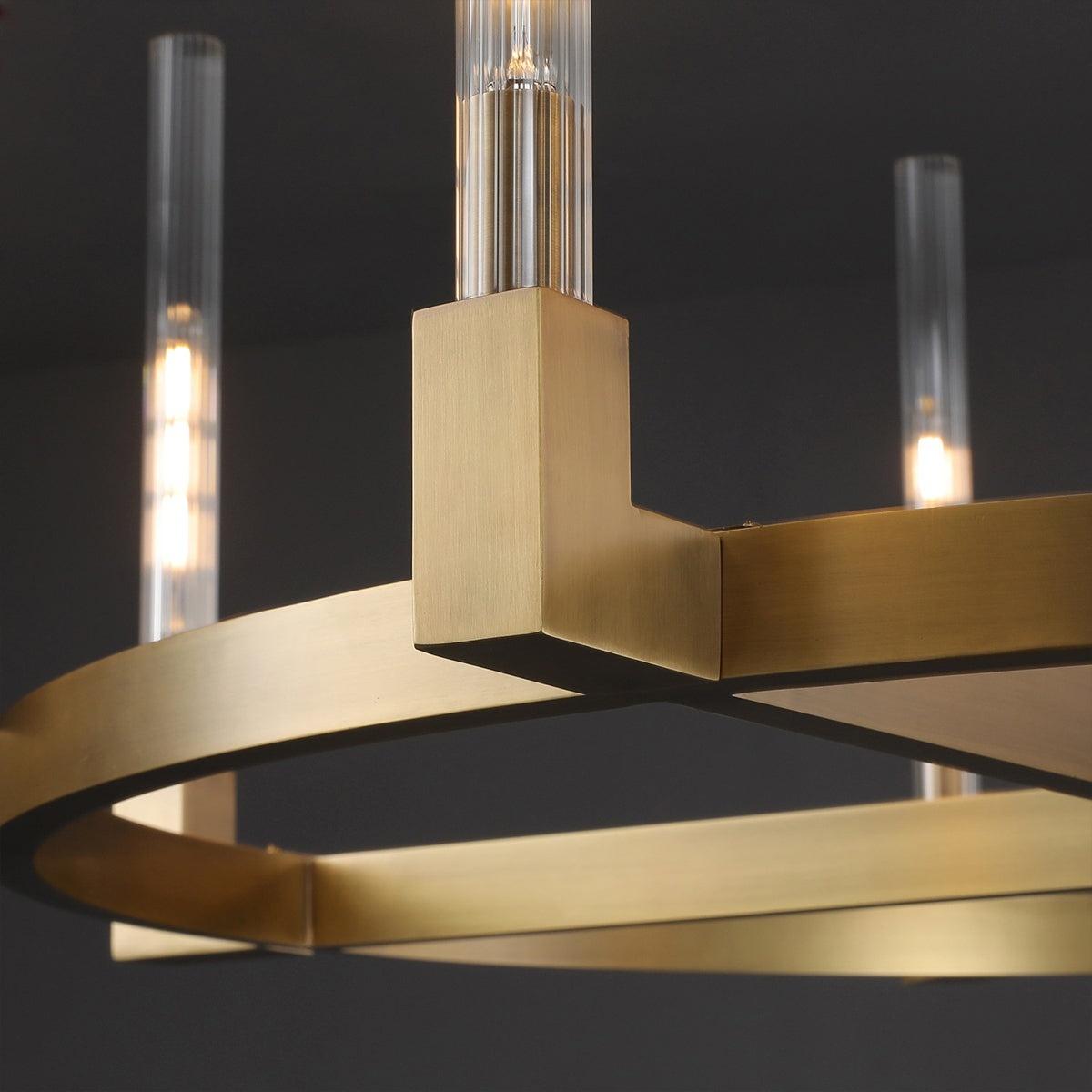 Althene 48 Inch Fluted Glass Round Candle Chandelier