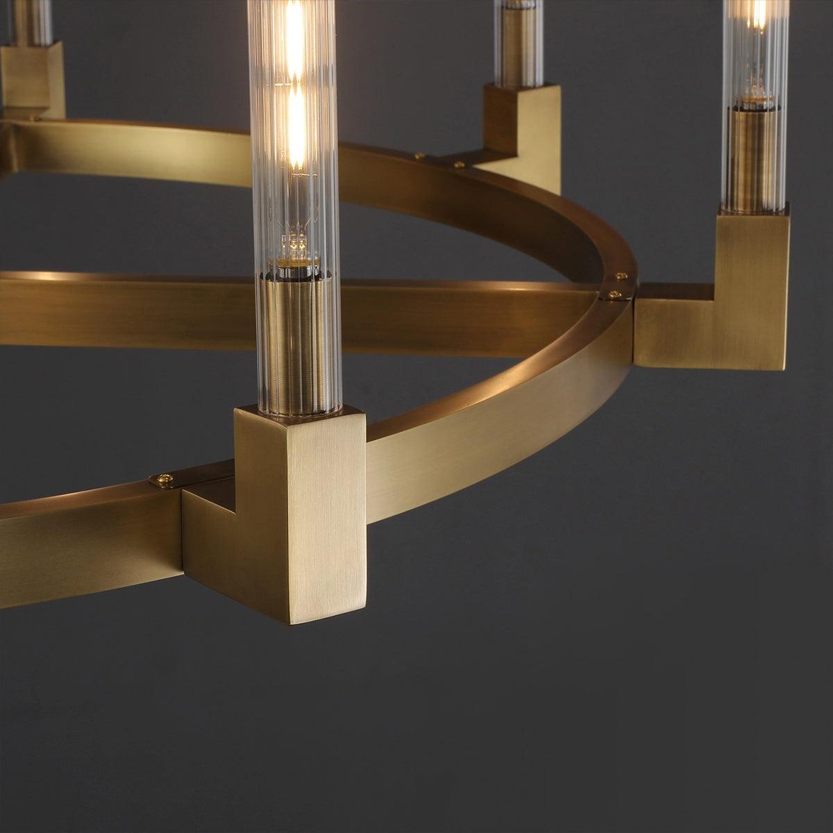 Althene 48 Inch Fluted Glass Round Candle Chandelier