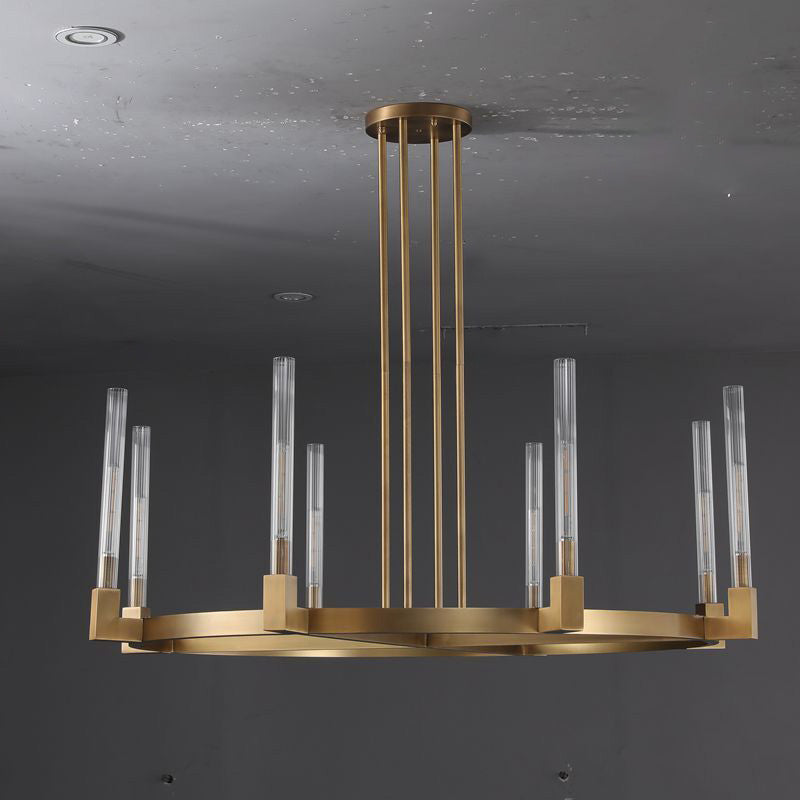 Althene 48 Inch Fluted Glass Round Candle Chandelier