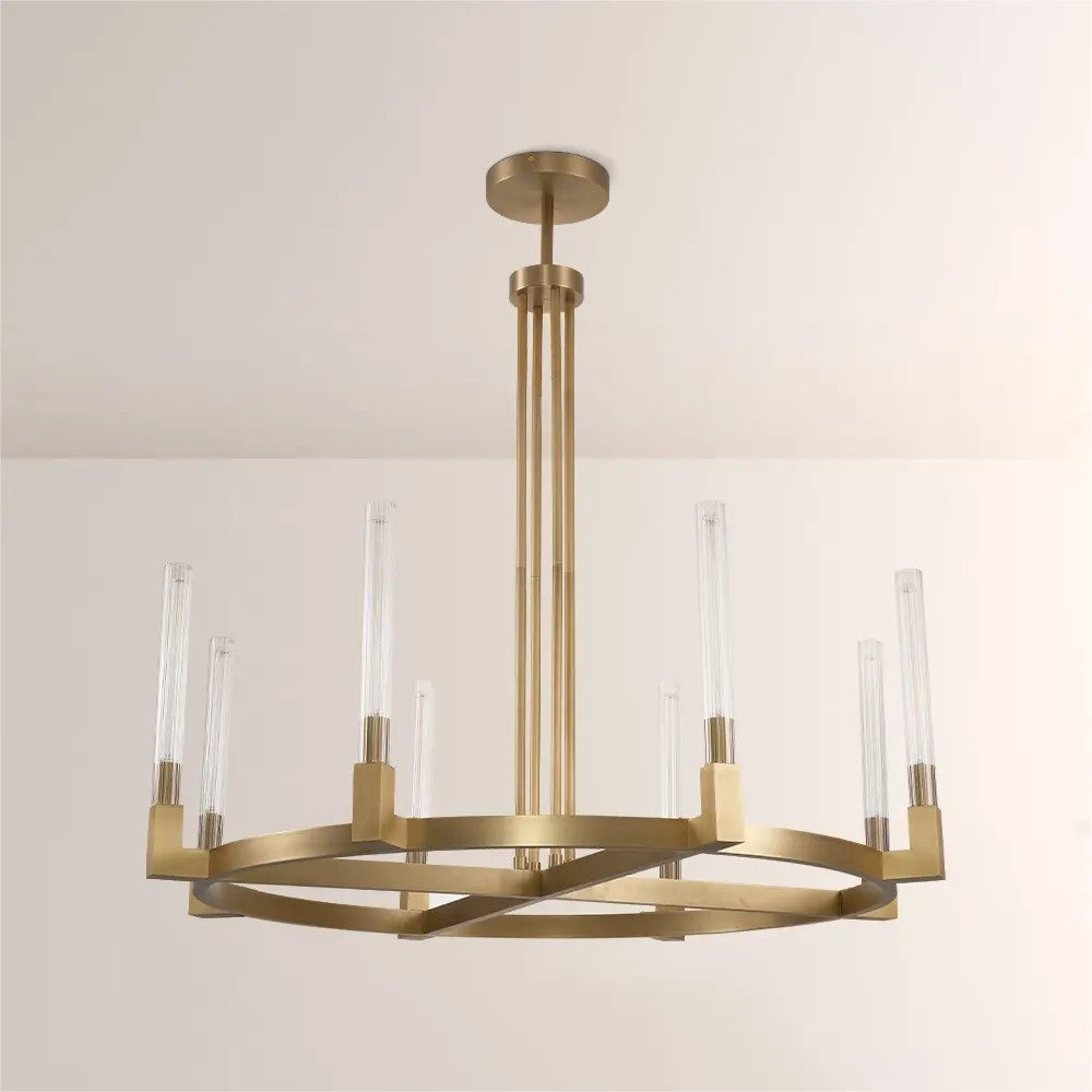Althene 48 Inch Fluted Glass Round Candle Chandelier