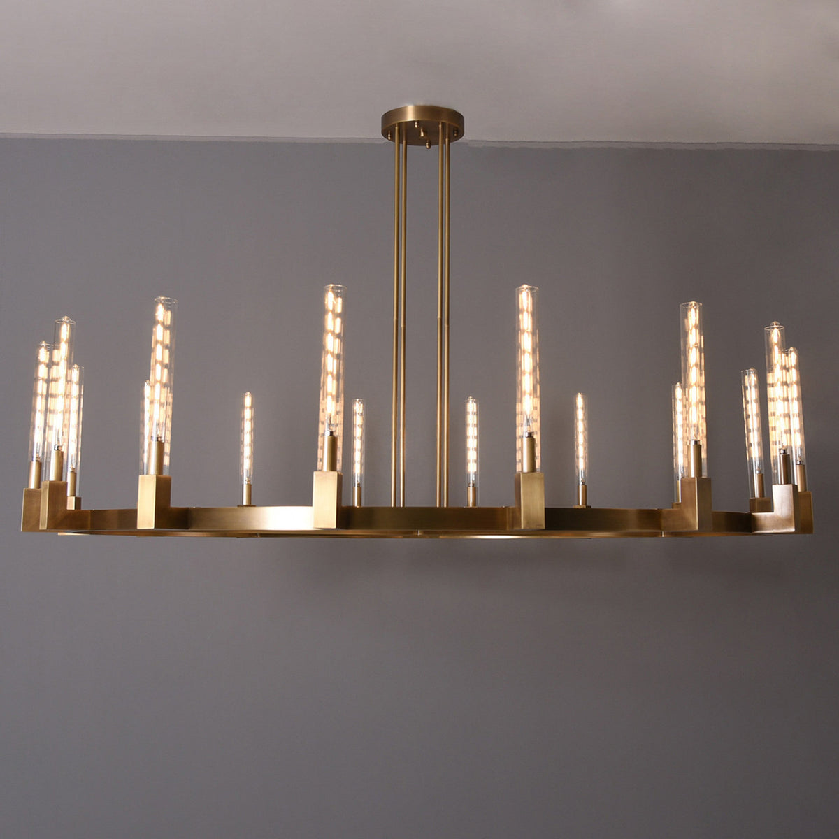Althene 72 Inch Fluted Glass Round Candle Chandelier