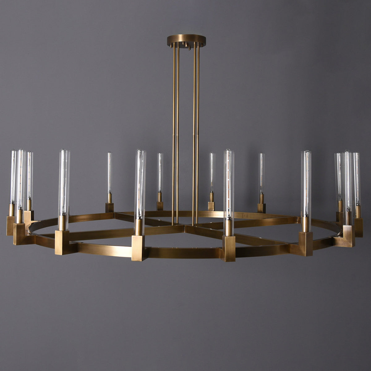 Althene 72 Inch Fluted Glass Round Candle Chandelier