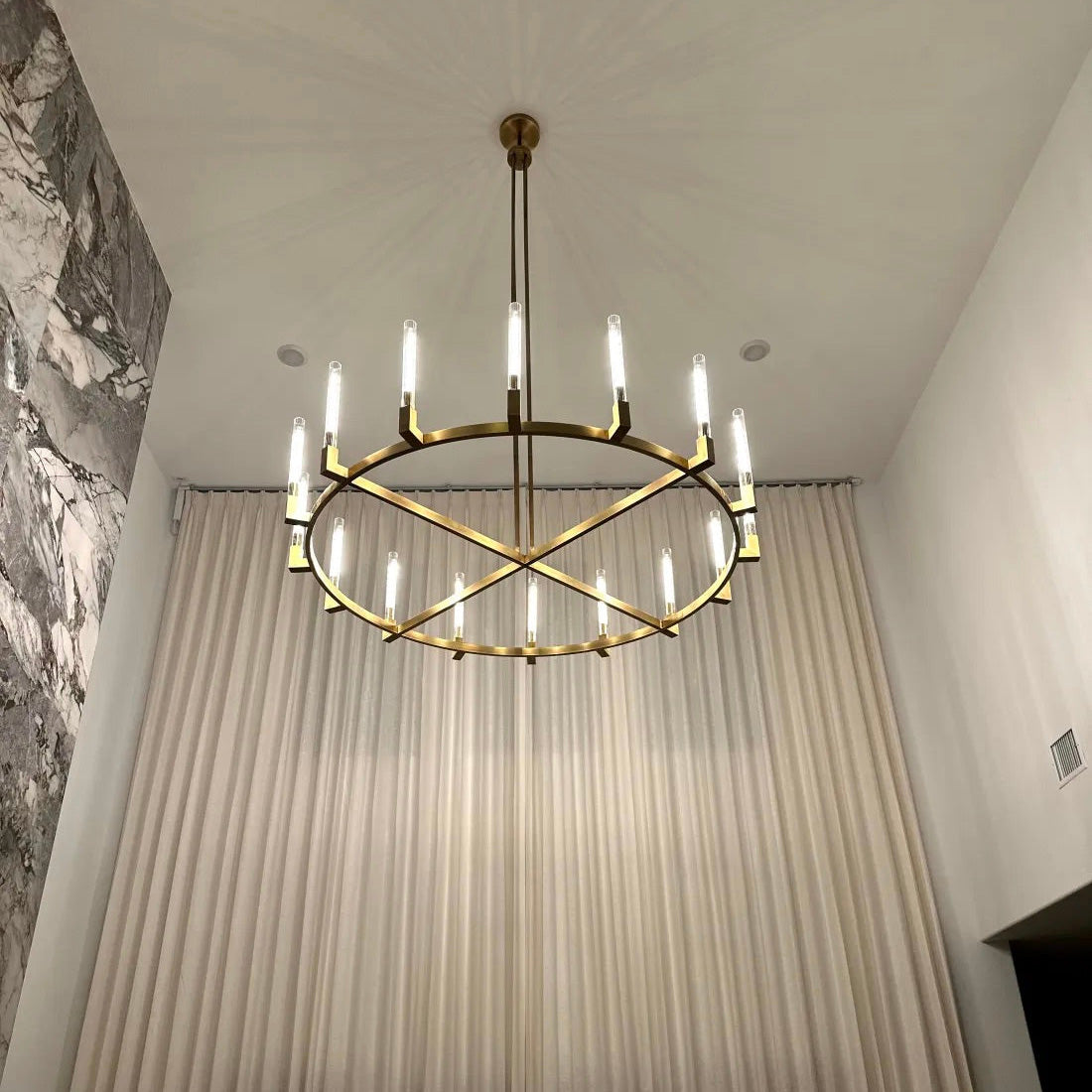 Althene 72 Inch Fluted Glass Round Candle Chandelier