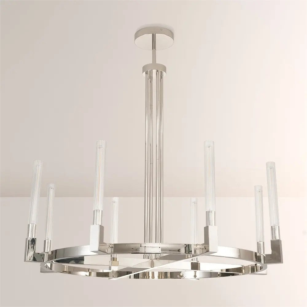 Althene 48 Inch Fluted Glass Round Candle Chandelier