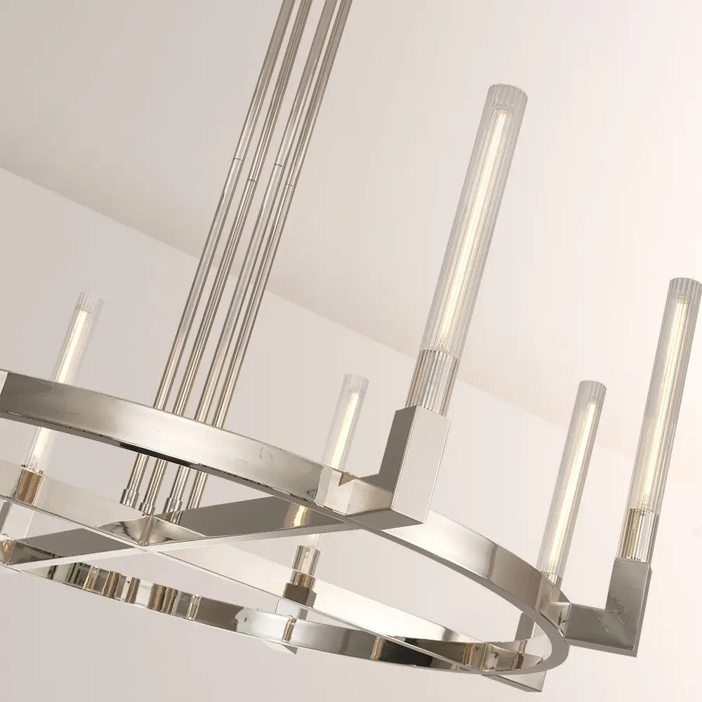 Althene 48 Inch Fluted Glass Round Candle Chandelier