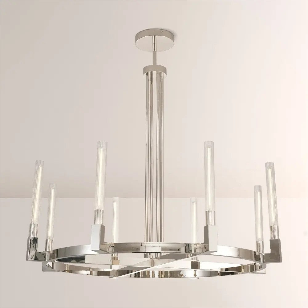 Althene 48 Inch Fluted Glass Round Candle Chandelier