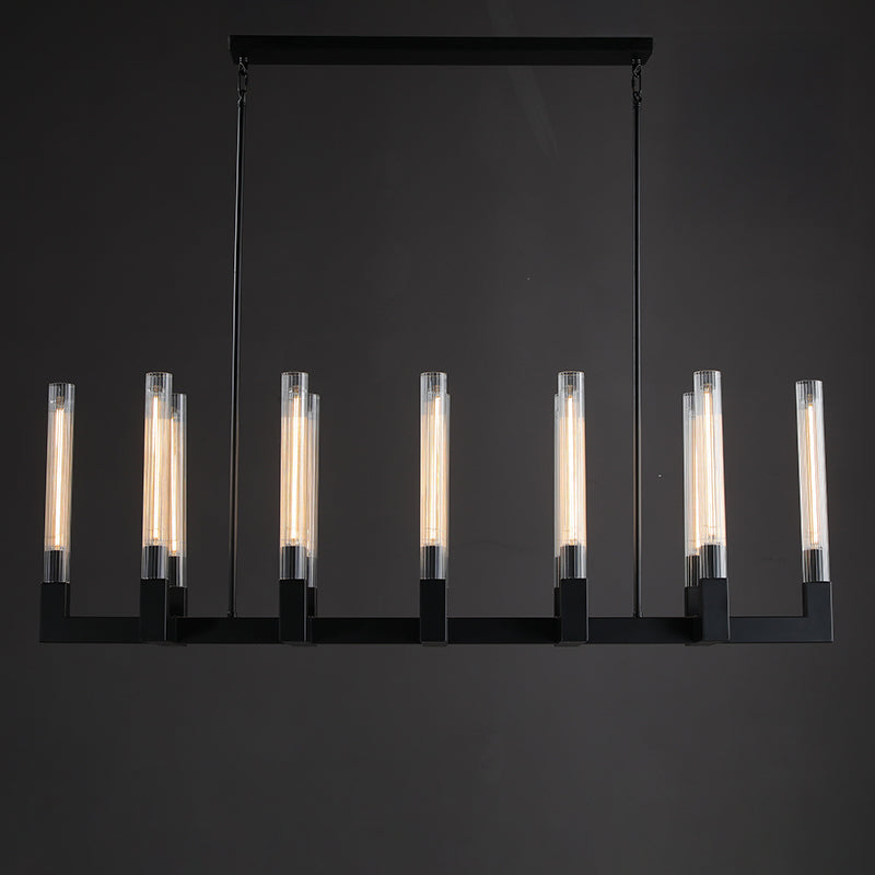 Althene 55 Inch Fluted Glass Linear Candle Chandelier