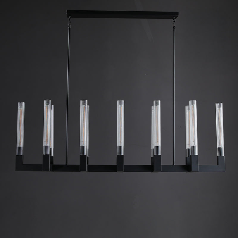 Althene 55 Inch Fluted Glass Linear Candle Chandelier