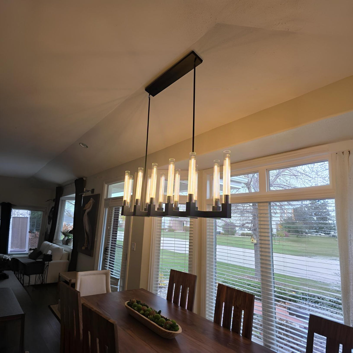 Althene 55 Inch Fluted Glass Linear Candle Chandelier