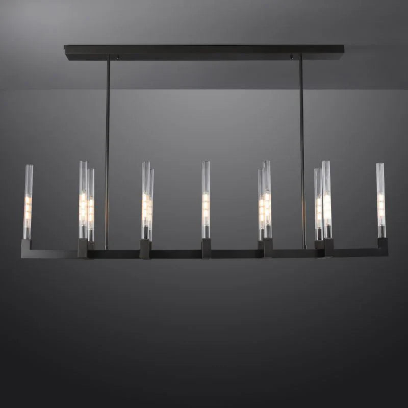 Althene 67 Inch Fluted Glass Linear Candle Chandelier