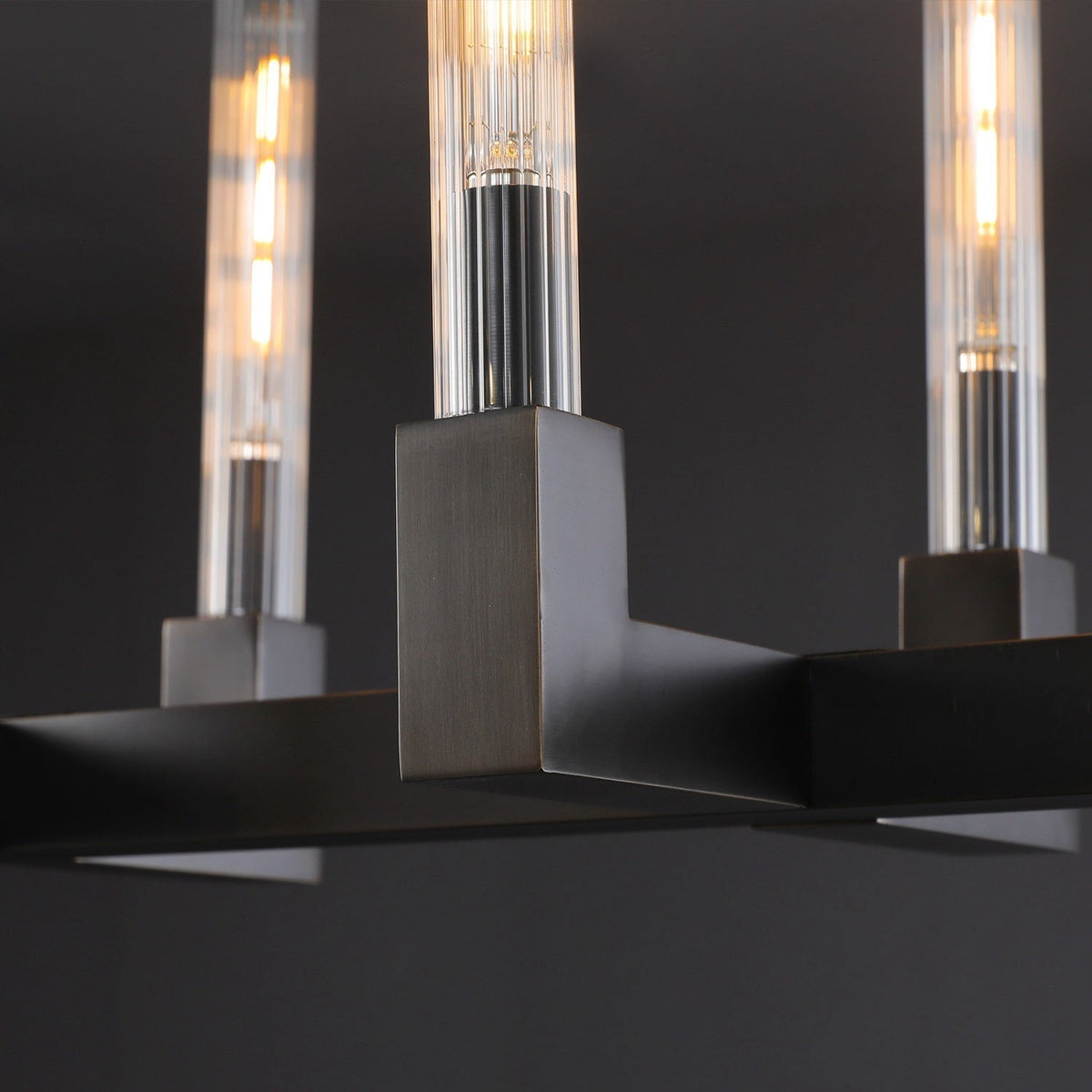 Althene 55 Inch Fluted Glass Linear Candle Chandelier