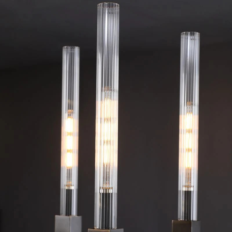 Althene 55 Inch Fluted Glass Linear Candle Chandelier