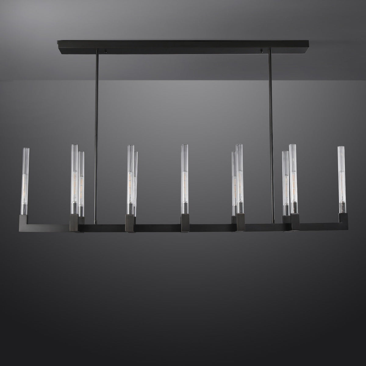 Althene 67 Inch Fluted Glass Linear Candle Chandelier