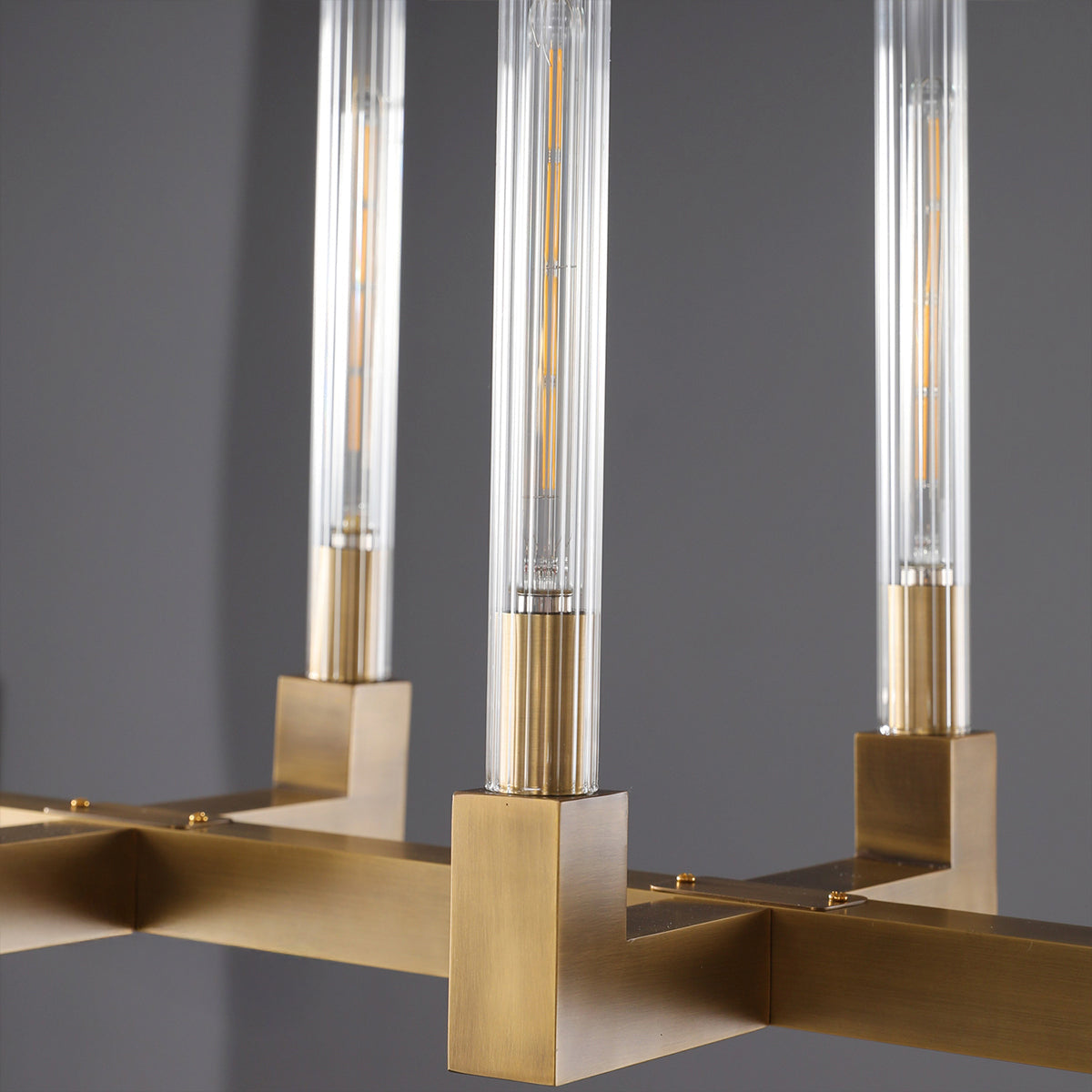 Althene 67 Inch Fluted Glass Linear Candle Chandelier