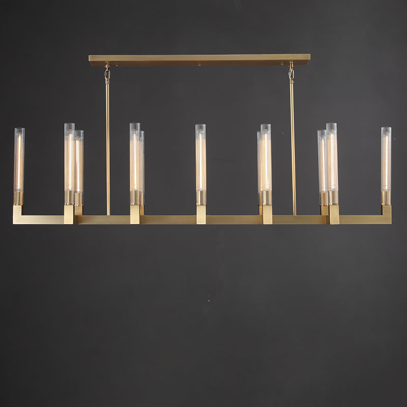 Althene 55 Inch Fluted Glass Linear Candle Chandelier